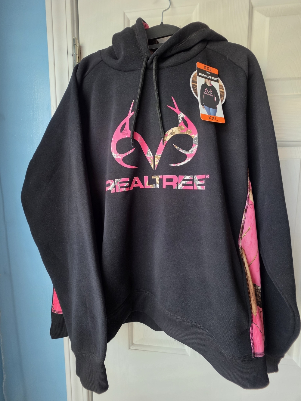 Realtree Black Hoodie with Pink Camo Logo